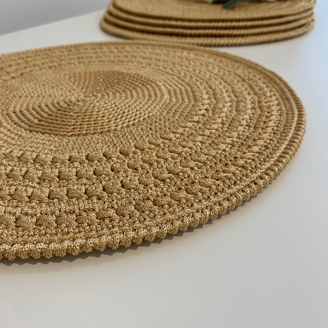 Gold Placemats Set of 4 Table Mats Round Table Placemat Etsy