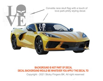 Chevrolet Corvette jaune Smashed Applique Murale 3D Autocollant Décoration Vinyle Voiture Vick 114