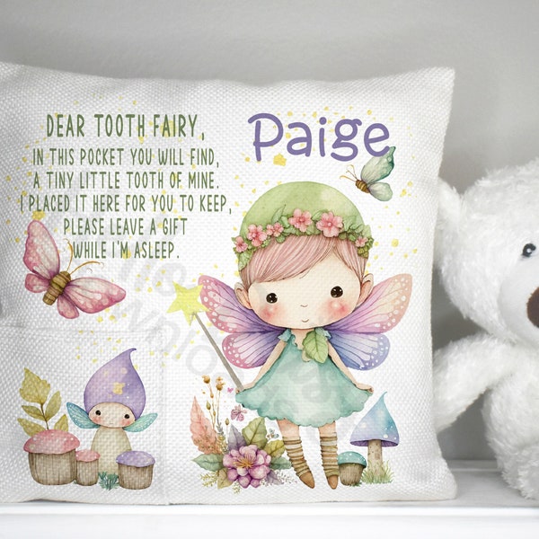 Tooth Fairy Pocket Pillow Design | Instant Digital Download PNG Sublimation Template | Child • Lost Tooth • Sweet Butterfly Fairy • Fun Gift