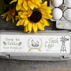 Eierkarton Label | Drucken Sie Ihre EIGENEN | Frische Bauernhofeier | Instant Digital Download PNG | Zwei Dateien; Coop to Table und ein Blanko zum Anfertigen