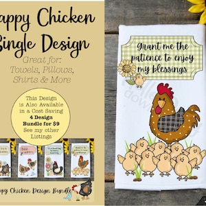 Diseño de toalla de cocina / Descarga digital instantánea Archivo PNG SOLAMENTE Sublimación Listo Whimsy Happy Country Chickens Towel Designs Farmhouse