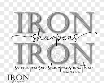 10" Design Elements | Instant Digital Download PNG | Masculine Style | Iron Sharpens Iron 27:17 Religious Verse | Great on Shirt Pillow More