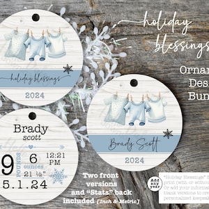 Christmas - Baby&#39;s 1st Christmas Ornament Designs | Instant Digital Download PNG File ONLY | Can Personalize Name Birth Info | Sublimation