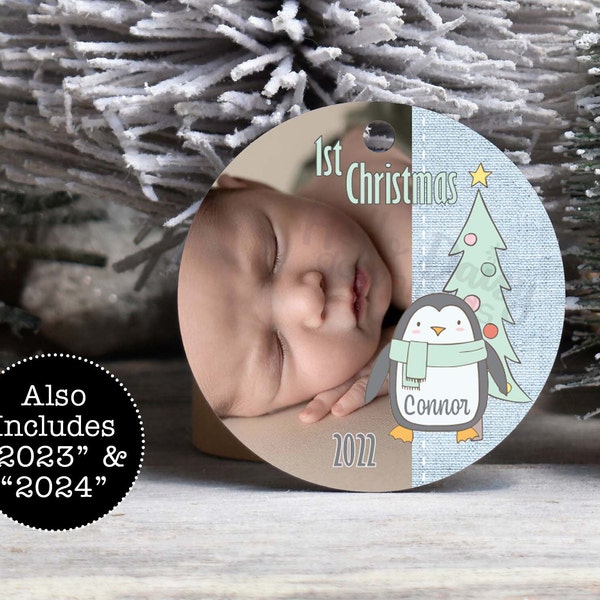 Christmas Round Baby's 1st Ornament Designs | Instant Digital Download PNG File ONLY | Baby's 1st Christmas | Photo Personalize Sublimation