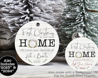 Round Ornament Design First Christmas New Home  | Instant Digital Download PNG File ONLY | Add Text to Personalize First Christmas New Home