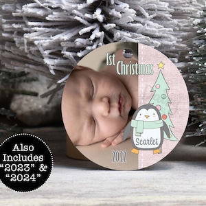 Christmas Round Baby&#39;s 1st Ornament Designs | Instant Digital Download PNG File ONLY | Baby&#39;s 1st Christmas | Photo Personalize Sublimation