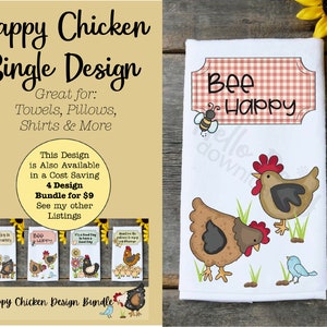 Diseño de toalla de cocina / Descarga digital instantánea Archivo PNG SÓLO Sublimación Listo Whimsy Happy Country Chickens Towel Designs Farmhouse