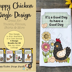 Kitchen Towel Design  | Instant Digital Download PNG File ONLY Sublimation Ready Whimsy Happy Country Chickens Towel Designs Farmhouse