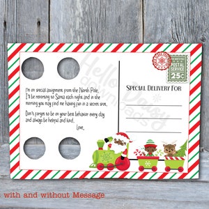 Weihnachtself Postkarte Design | Ich bin zurück Urlaubsspaß | 2 Instant Digital Download PNG Sublimation oder Druck auf Papier | Afroamerikaner Weihnachtsmann