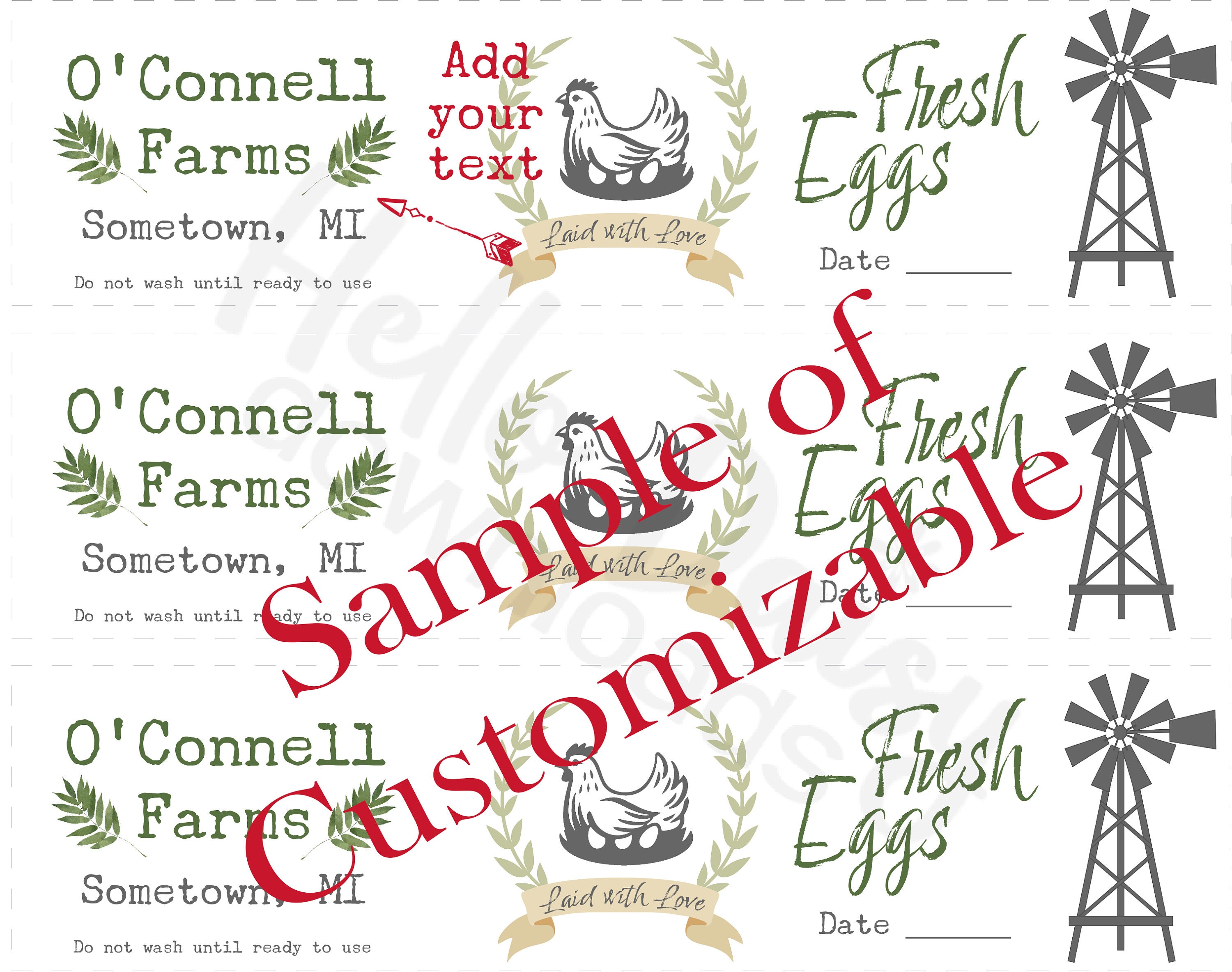Egg Carton Label Print Your OWN Fresh Farm Eggs Instant | Etsy