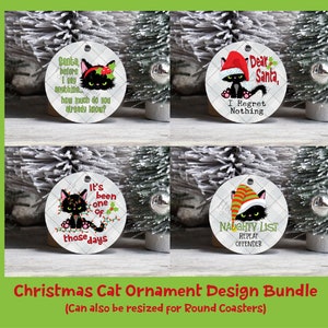 Weihnachten Runde Ornament Design Bundle Sofortiger digitaler Download PNG Datei NUR Schlechte Stimmung Weihnachten Katze Kätzchen Lustige Snarky Untersetzer Sublimation