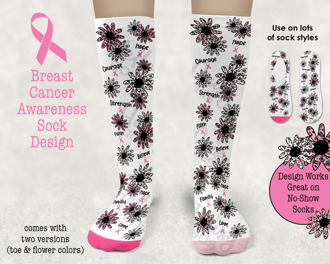 Sock Design | Breast Cancer Awareness Encouragement | Instant Download ...