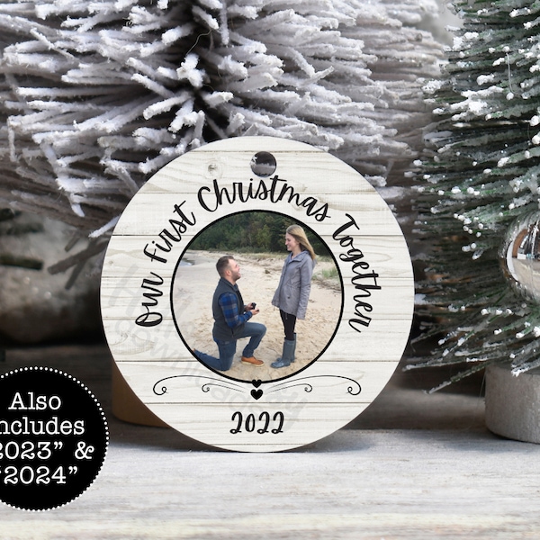 Add Your Photo - Year | Round Ornament Design Newlywed Wedding Marriage | Instant Digital PNG File ONLY | Mr. & Mrs. 1st Christmas Together