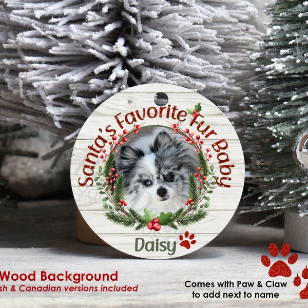 Santa's Favorite Fur Baby Round Ornament Design | Instant Digital Download PNG File ONLY Sublimation | Add Text and Photo of Pet Dog Cat