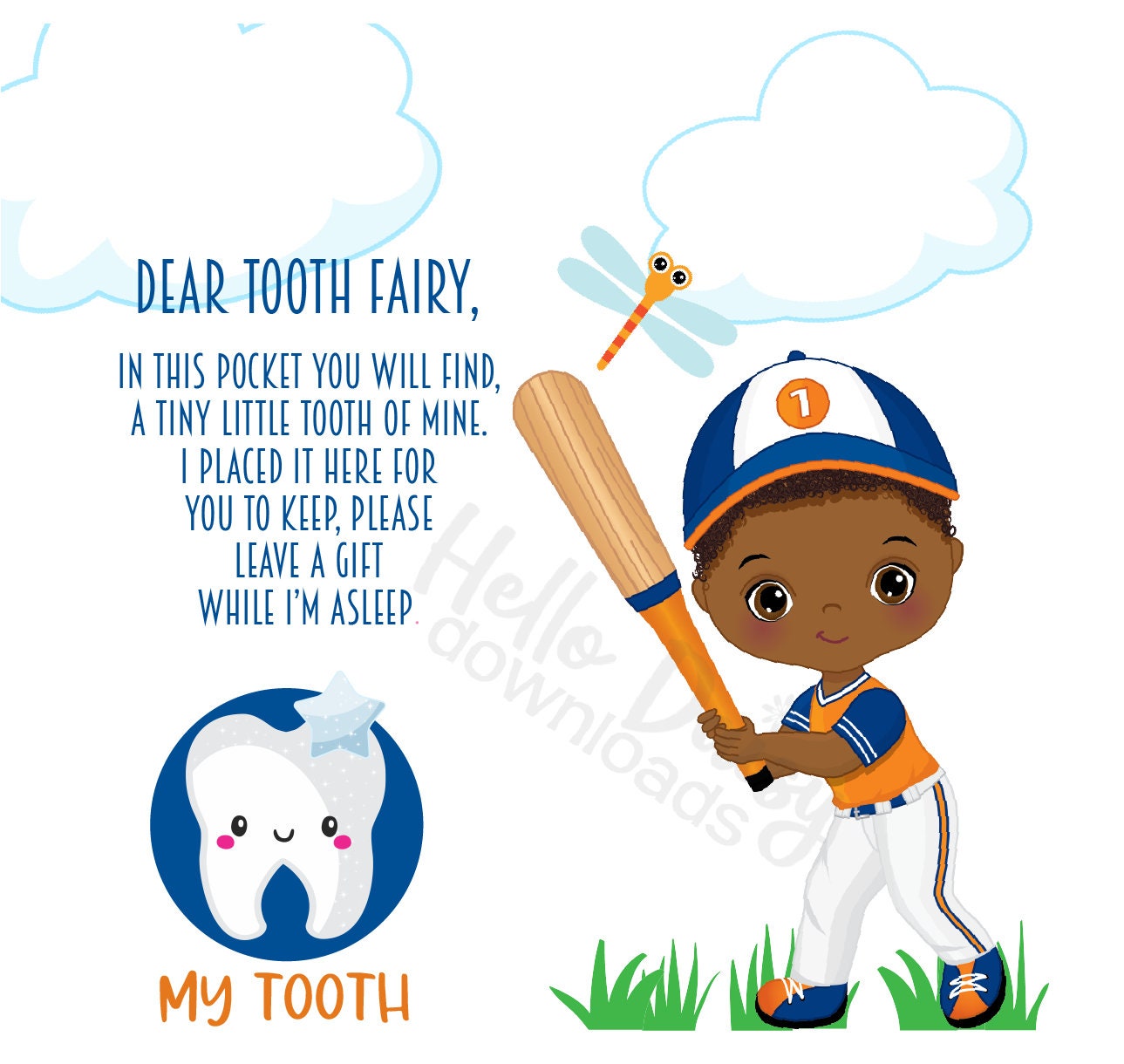 Tooth Baseball Tooth Fairy Pocket Pillow Design | Instant Digital Download PNG ...
