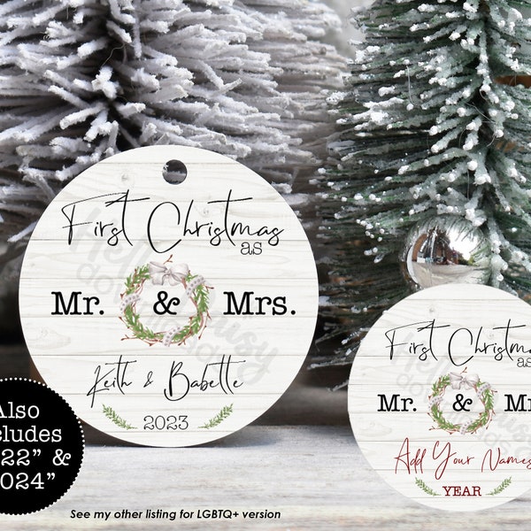 Round Ornament Design First Christmas Mr & Mrs.  | Instant Digital Download PNG File ONLY | Add Text to Personalize First Christmas Together