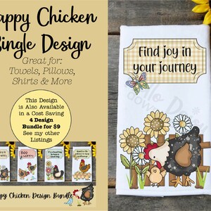Kitchen Towel Design  | Instant Digital Download PNG File ONLY Sublimation Ready Whimsy Happy Country Chickens Towel Designs Farmhouse