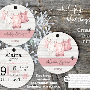 Christmas - Baby&#39;s 1st Christmas Ornament Designs | Instant Digital Download PNG File ONLY | Can Personalize Name Birth Info | Sublimation