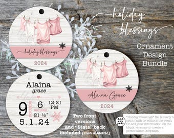 Christmas - Baby's 1st Christmas Ornament Designs | Instant Digital Download PNG File ONLY | Can Personalize Name Birth Info | Sublimation