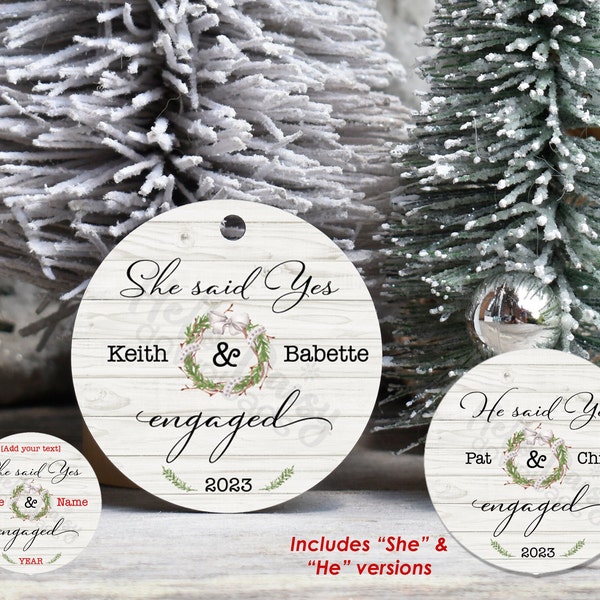 Round Ornament Engaged Design | She Said Yes He Said Yes Engagement | Instant Digital Download PNG ONLY  Add Text to Personalize | Christmas