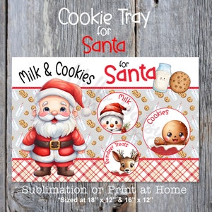 Placemat melk en koekjes voor de kerstman, recht. Ontwerp | Kerstpret | Digitale download, png-bestand | Bestanden van 18 x 12 en 16 x 12 | Sublimatie of thuis afdrukken