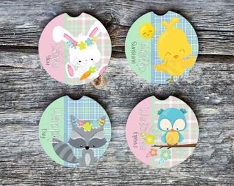 Car Coaster Design Bundle | Instant Digital Download PNG File ONLY | Easter Spring Cute Animals | Sublimation Round Car Coaster