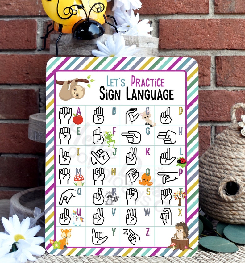 Learning Board ASL Sign Language Let's Practice Fun Etsy