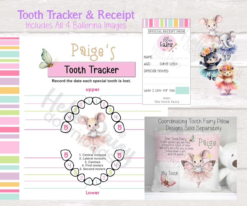 Teeth Racker Tooth Tracker and Receipt Tooth Fairy Bundle | Record Lost Teeth ...
