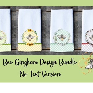 Kitchen Towel Design Bundle | Instant Digital Download PNG File ONLY Sublimation Ready | Whimsy Sweet Bee Gingham Towel Designs Farmhouse
