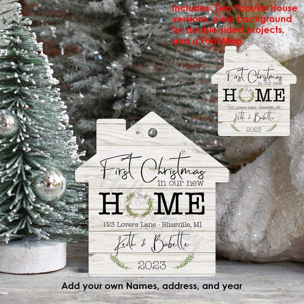 House Ornament Design First Christmas New Home  | Instant Digital Download PNG File ONLY | Add Text to Personalize First Christmas New Home