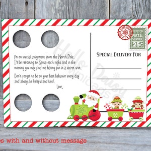 Conception de cartes postales d’elfe de Noël | Je suis de retour pour les vacances | 2 Téléchargement numérique instantané PNG | Sublimation ou impression sur papier | Vider ou personnaliser