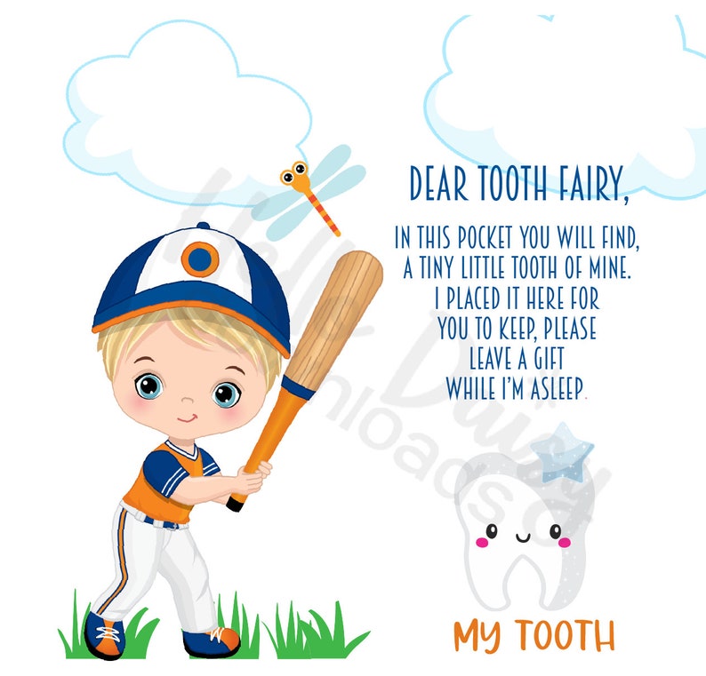 Tooth Baseball Tooth Fairy Pocket Pillow Design | Instant Digital Download PNG ...