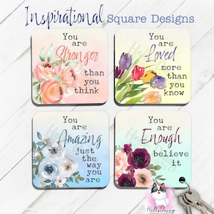 Square Design Bundle | Instant Digital Download PNG | Inspirational Faith Sayings | Great Gift Ideas Coaster, Keychains & More | DESIGN ONLY