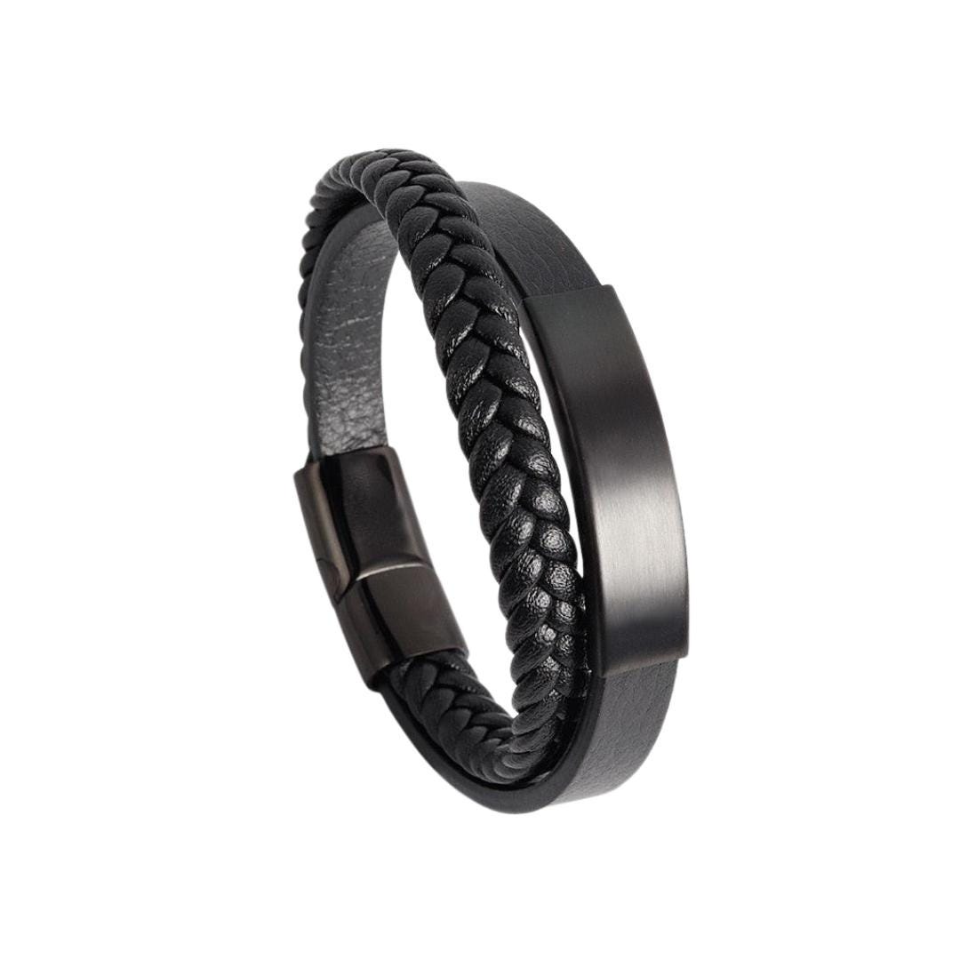 Personalised Mens Bracelet Engraved Bar, Fathers Day Leather Gift, Dad  Bracelet Christmas Gifts for Him Dad Son Grandpa,anniversary Gift Him