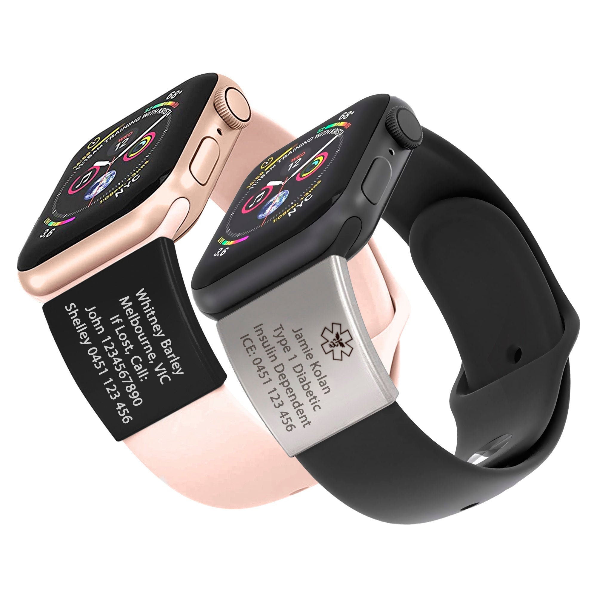 Medical Alert ID Tag for Apple Watch Band Custom Engraved Emergency ID Safety Plate for Sport Smartwatch or Wristband Fitness Trackers Etsy