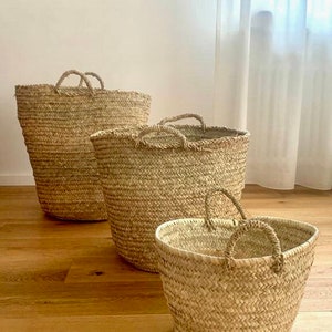 Woven baskets, Morocco, laundry baskets, storage baskets, plant baskets, boho image 5