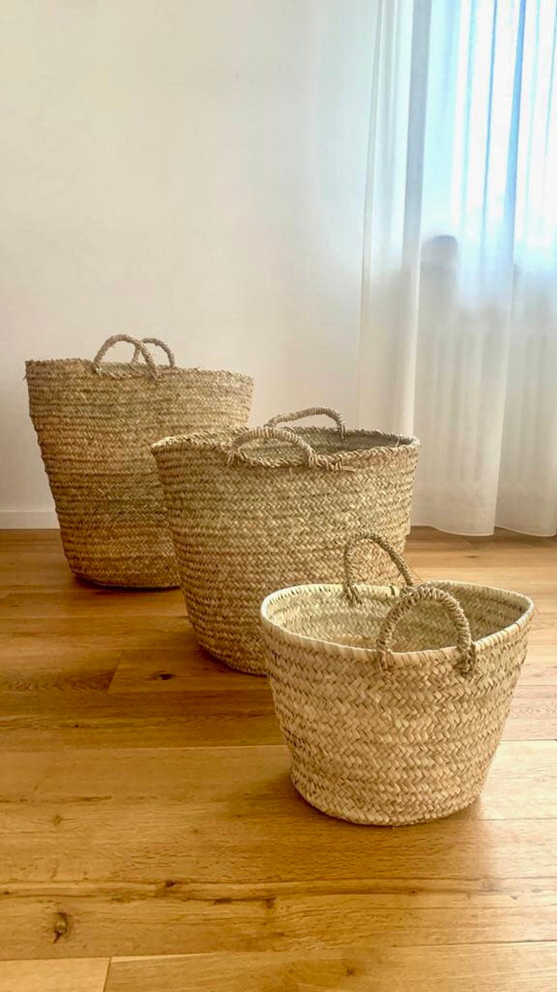 Woven baskets, Morocco, laundry baskets, storage baskets, plant baskets, boho image 5