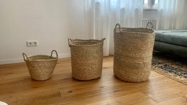 Woven baskets, Morocco, laundry baskets, storage baskets, plant baskets, boho image 4