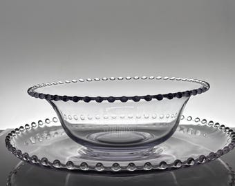 Vintage Serving Set Salad Bowl and Sandwich Tray, Imperial Candlewick Glass