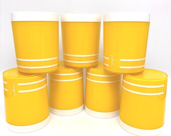 Vintage Yellow Outdoor Tumblers Set of 7 Morgan Designs Poolside Drinkware