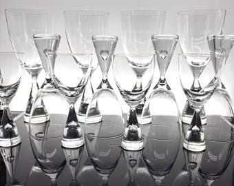 Danish Modern Holmegaard Princess Crystal Stemware, Danish Glass Sold in Sets & Singles
