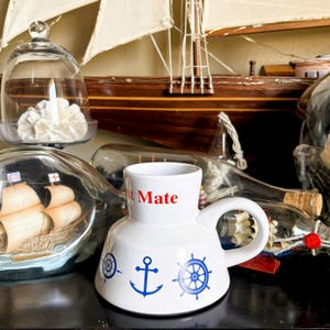 Vintage Nautical Coffee Mug: Feltman Langer &quot;First Mate&quot; Maritime Design