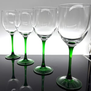 Cristal d&#39;Arques Emerald Green Stem Goblets: Vintage French Crystal, Set of 4