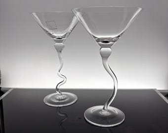 Circleware Crooked Stem Martini Glasses Set of 2