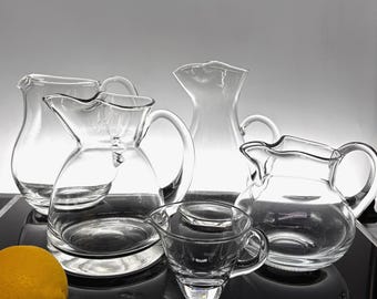 Vintage Hand Blown Art Glass Pitchers Polished Pontil Multiple Styles