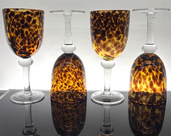 Vintage Hand Blown Tortoise Shell Wine Cocktail Glasses - Etsy