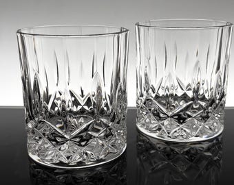 Vintage Royal Crystal Rock Opera Double Old Fashioned Glasses Set of 2