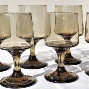 Vintage Libbey Tawny Accent Glasses | Retro Smoke Brown Goblets | 1970s Mid-Century Modern Glassware
