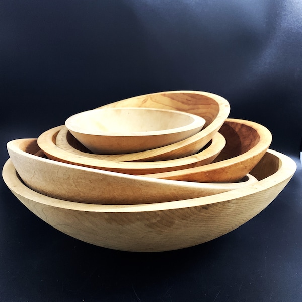 Vintage Dough Bowls | Assorted Wood Bowls | Munising Bowls | Granville Co | Handmade In the USA | Farmhouse Kitchen | Primitive Rustic Bowls