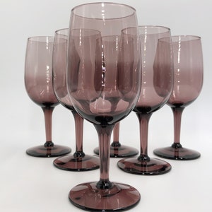 Vintage Amethyst Wine Glasses: Hand Blown 1970s Stemware